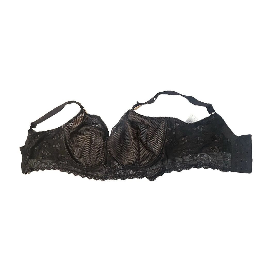Elomi Charley Black Lace Underwire Longline Bralette Bra Goth Coquette 38H